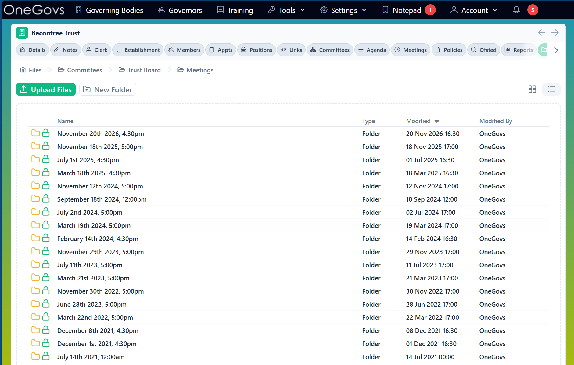OneGovs file management view